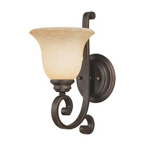 Millennium Lighting 1221-RBZ Oxford One-Light Sconce w Turinian Scavo Glass in Rubbed Bronze