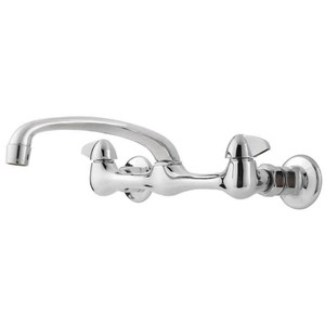 (2) Double Handle Wall Mount Standard Kitchen Faucet in Polished Chrome