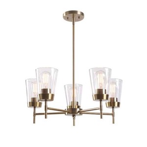 (3) Bea 5-Light Antique Brass Chandelier with Clear Glass