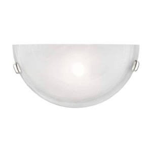 Oasis 16 in. 1-Light Brushed Nickel Wall Sconce with White Alabaster Glass