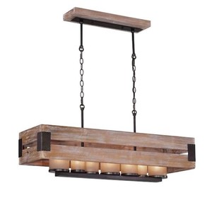 Cesto Collection 7-Light Wood Rectangular Chandelier