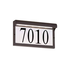 (2) Rectangular Antique Bronze Lighted LED Outdoor Wall Mount Address Light Wall Lantern Sconce