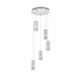 transglobe lighting 25 watt polished chrome integrated LED pennant mdn-1267-5