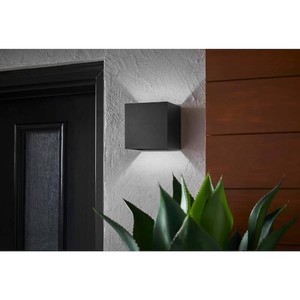 (6) Greeleyville 5.125 in. 1-Light Sand Black Hardwired Integrated LED Outdoor Wall Light Lantern Sconce