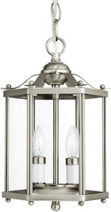 (2) Generation Lighting 5232EN-962 Transitional Two Light Semi-Flush Convertible Pendant from Seagull - Bretton Collection in Pewter, Nickel, Silver Finish,