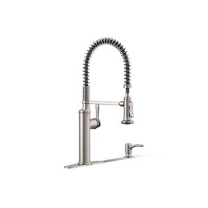 Sous Pro-Style Single Handle Pull Down Sprayer Kitchen Faucet in Vibrant Stainless Steel