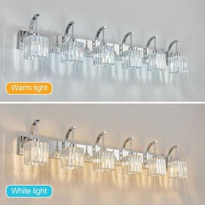 Shop ZHLWIN Home Lighting 51.18 in. 6-Light Chrome Square Vanity Lights with Crystal Accents Over Mirror For BathroomJW-294