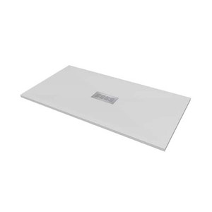 CASTICO 32 in. W x 60 in. L x 1.125 in. H Alcove Solid Composite Stone Shower Pan Base with Center Drain in White Sand