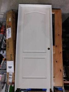 32 in. x 80 in. 2 Panel Left-Handed Primed Composite Hollow Core Single Prehung Interior Door 4-916 in. Flat Jamb