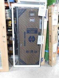 36 in. x 80 in. Adjustable Fit White Steel Sliding Patio Screen Door