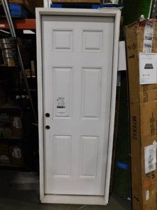 30 in. x 80 in. 6-Panel Right-Hand Inswing Primed White Smooth Fiberglass Prehung Front Exterior Door