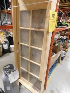 32 in. x 80 in. Left Handed Unfinished Pine Wood Clear Glass 10 Lite True Divided Single Prehung Interior Door