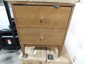 lot of 2-Landis 2-Drawer Ash Walnut and Gold Nightstand (23.2 in. H x 18.6 in. W x 15.7 in. D)