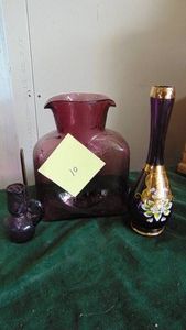 Purple Blenko Water Jug, and 2 other Purple Pieces