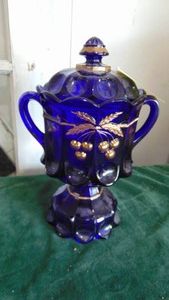 Large Colbert Blue Covered Candy Dish, Very Nice