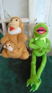 Vintage Fisher Price Kermit the Frog and Vintage Stuffed Kangaroo