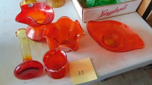 Assorted Orange Art Glass Pieces