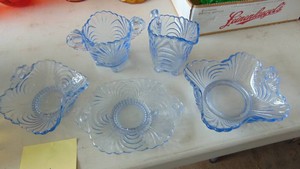 Assorted Blue Caprice Pieces by Cambridge Glass