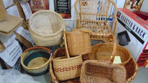 Wicker Chair and Baskets