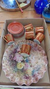 Demitasse Set and Handmade Printed Plate