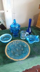 Assorted Blue Glass Pieces