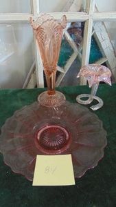 3- Pink Glass Pieces