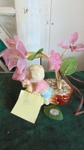 Gainsborough Glass Flower Light in Figural Pot. 1 Leaf is asis