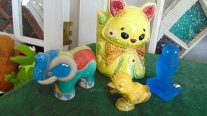 Vintage Ceramic Bank, Goebel Chicken, Westmoreland Glass Owl and Misc