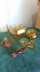Assorted Amber Glass Pieces