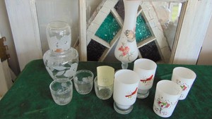 Assorted Frosted and Clear Glass Items