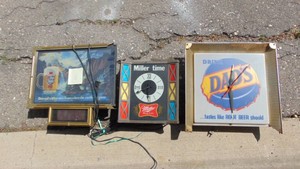 2-Beer and Dads Root Beer Clocks for Parts or Repair