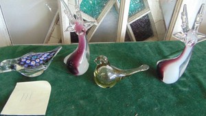 Various Art Glass Birds and Deeres