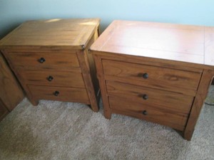 Pair of (2) wood 3-drawer nightstan...