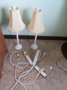 Pair of slim painted metal table la...