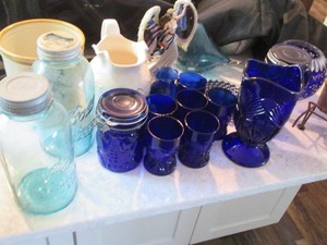 Vintage to modern Cobalt blue glass...