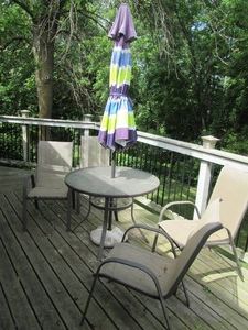Round metal framed Patio table with...