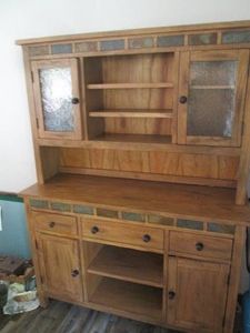 2pc Wood China Hutch Cabinet with S...
