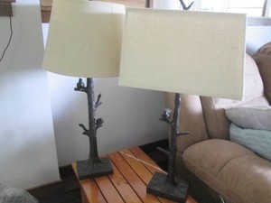 Pair of heavy tree and bird theme t...