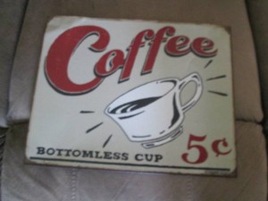 Metal Bottomless Coffee wall sign a...