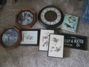 Decorative Wall Clock, framed bird ...
