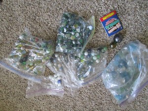 Variety of vintage marbles, decorat...