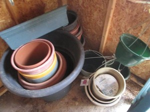 Large outdoor planters and hanging ...
