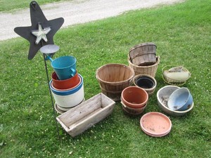 Collection of wicker baskets, outdo...