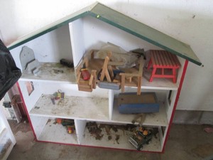 Large wood Doll house with toys and...