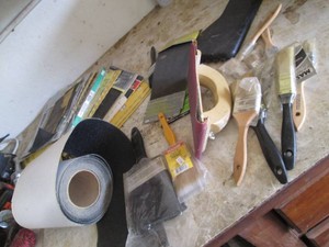 Large selection of sandpaper and pa...