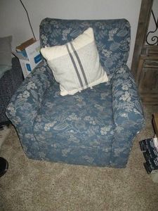 Pair of Dark Blue Floral upholstere...