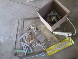 Corner clamps, masonry tools, measu...