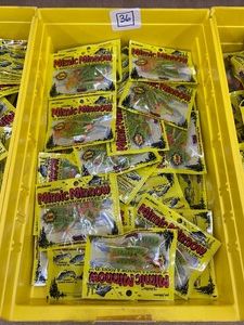 50 pkgs MIMIC MINNOW TAILS - green  orange stripe