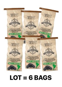 6 Bags of  CHARCOAL - South American Hardwood Briquets