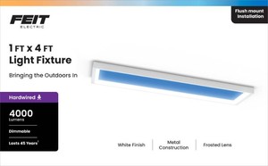 Feit Electric 1 ft. x 4 ft. Vista Artificial Skylight White Integrated LED Ceiling Flush Mount Light MultiMode Color Change 5CCT